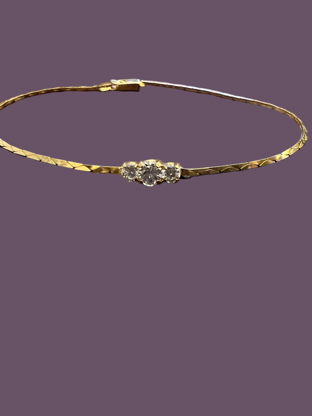Elegant Gold Tone Bracelet with Three-Crystal Accent - Women's Jewelry